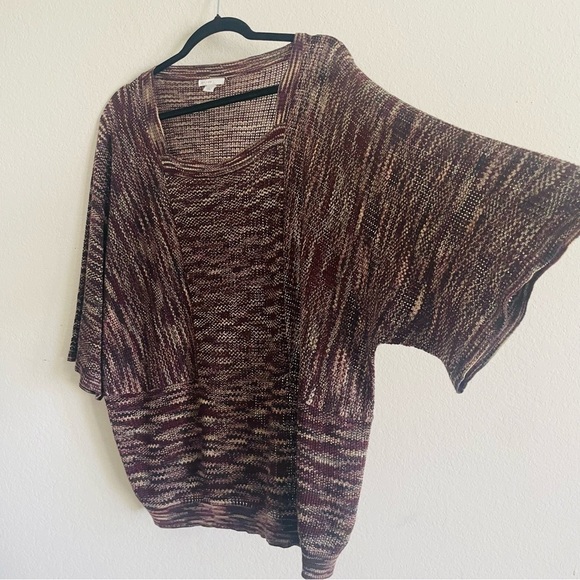 Est. 1946 woman thin knit blouse top size 18/20W brown dolman sleeve stretch - Picture 8 of 8